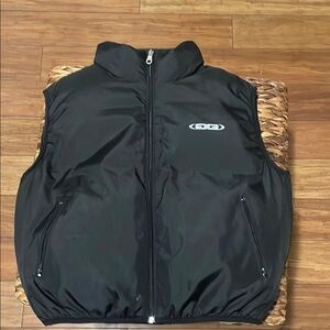 Guess Black Quilted Puffer Vest with Stand-Up Collar